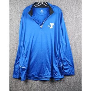 UltraClub YMCA Pullover Men 2XL Blue Good 1/4 Zip Cool & Dry Athletic 8230